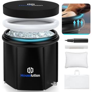 Ice Bath Tub, Balloon Portable Cold Plunge Tub for Athletes, Multiple Layered 90Gallons Ice Bath Tub for Recovery and Cold Water Therapy, Ice Baths at Home Outdoor Gym (Black)