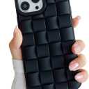 Ginkgonut Compatible with iPhone 14 Pro Max Case for Women/Girls, Cute 3D Laid Desgin Soft Silicone Shockproof Raised Bumper Corners Case for iPhone 14 Pro Max（Black）