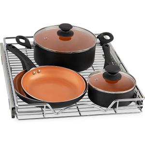 HOLDN STORAGE Pull Out Cabinet Organizer, Heavy Duty Caddy w/Lifetime -14W x 21D - Requires At Least 15-1/4 Cabinet Opening, Steel Metal Cabinet Drawers Slide Out, Chrome