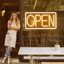 Open Signs for Business Ultra Bright LED Neon Open Signs 22 Inch Plug In Electric Light Up Open Sign with ON/OFF Switch for Business Storefront Window Glass Door Shop Florists Bar Salon Cafes Pubs (White/Yellow)