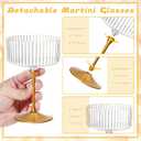 XUWAIDSGN 12 Pcs Champagne Martini Glasses 9 Oz with Gilded Removable Gold Rim Coupe Glasses Pink Martini Glasses Plastic Mimosa Vintage Coupe Glasses Set For Wedding Anniversary (12, Ribbed Gold)