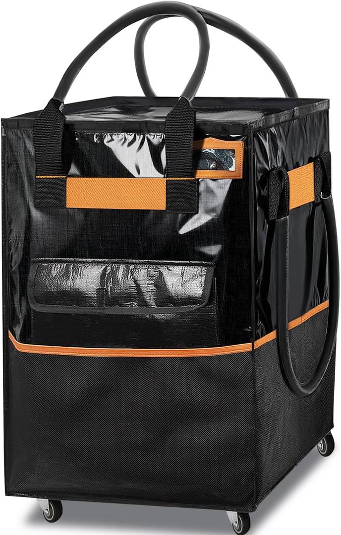 Reusable Grocery Bag on Wheels, 130L Large-Capacity Zippered Roller Tote, Carries Up to 90 LBS, Lightweight for Groceries, Laundry, Moving, Storage