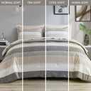 Madison Park Essentials Queen Comforter Set, Bed in A Bag Comforter & Sheet Set, Modern Casual Stripes Print, All Seasons, Soft Microfiber Bedding Makeover, Matching Shams, Queen Taupe/Grey 7 Piece