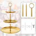 YOUNTHYE 2PCS Gold Cupcake Stand 3 Tiered Dessert Stand Stainless Steel Cupcake Display Stand Party Serving Trays Gold Cake Holder for Holiday Dessert Table Decorations Birthday Wedding