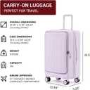20" Carry-On with Front Pocket, USB Port & TSA Lock | 22x14x9 Airline Approved - PC+ABS hardshell with cup holder, brake wheels, phone stand, Purple