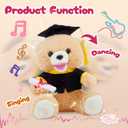 Graduation Teddy Bear Class of 2026, 10 Inch Singing Dancing Plush Toy with Nodding Head, Stuffed Animal Grad Bear with Cap and Certificate, Gift for Kindergarten High School College Graduates