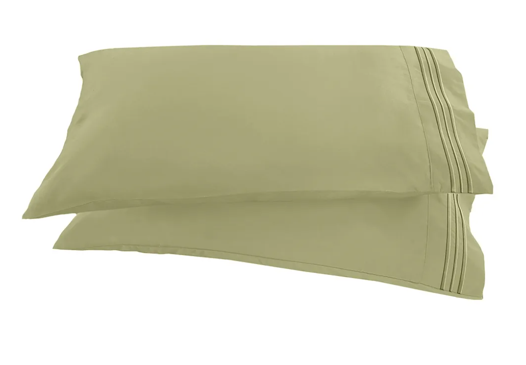 CGK Linen LUXURY PILLOWCASE SET. Elegant Comfort 1500 Thread Count Embroidered Egyptian Quality Luxurious Silky Soft Wrinkle & Fade Resistant 2-Piece Pillowcase, King, (Pack of 2)
