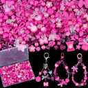 Assorted Acrylic Beads,200-260PCS Rose Pink Cute Bead for Bracelet Making,Aesthetic Flower Bow Butterfly GummyBear Round Kawaii Charms for Jewelry Necklace Making DIY Keychain Phone Charm