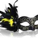 Masquerade Mask for Women Venetian Party Mask Costume Mask with Feathers for Cosplay, Halloween Prom Ball Decor