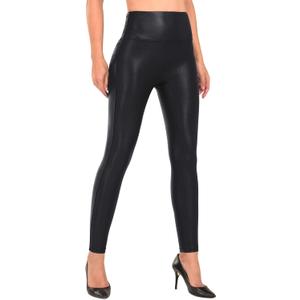 RUFIYO Faux Leather Leggings for Women High Waisted Leather Pants Pleather Leggings Brown (Black, XS)
