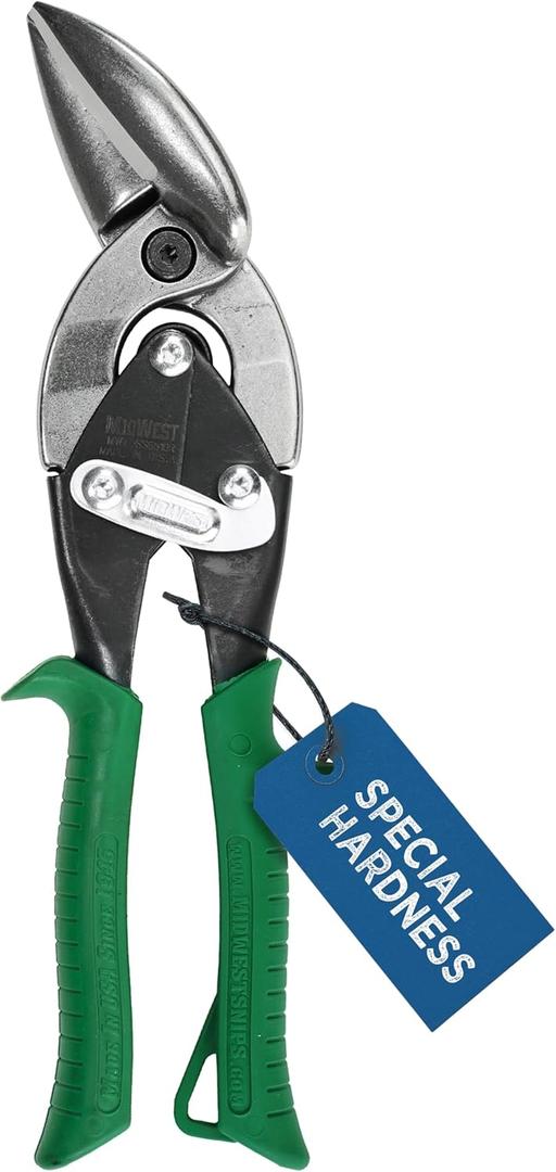 MIDWEST Special Hardness Aviation Snip - Right Cut Offset Stainless Steel Cutting Shears, Made in the USA - MWT-SS6510R