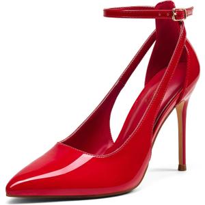 Elisabet Tang 4 in Classy Ankle Strap Pumps for Women - Sexy Pointy Stiletto Cute Closed Toe Heels for Daily Prom Dating, Size: 7.5