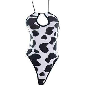 Women Sexy Cow Print One Piece Swimsuit Bikini Set Halter Neck Beach Bathing Suit Swimwear Romper Nightgown Women Sexy Cow Print One Piece Swimsuit Bikini Set Halter Neck Beach Bathing Suit Swimwear Romper Nightgown