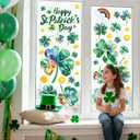 3 x St Patricks Day Window Clings for Glass Windows, Saint Patrick's Day Shamrock Decor, Spring Window Sticker Decal for Gifting and Holidays, 8 Sheets