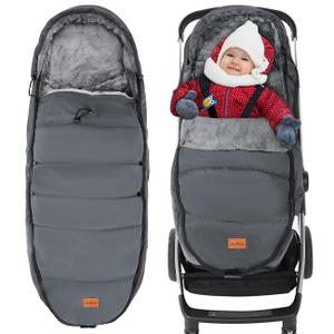 Zooawa Warm Bunting Bag Universal, Waterproof Baby Stroller Sleeping Bag for Cold Weather, Stroller Toddler Footmuff, Extra Thick, Fits 6-36 Months Baby, Gray