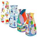 MODGY Expandable Flower Vase Set, Plastic Decorative Modern Foldable Printed Vases for Centerpieces for Wedding, Dining Table, Home Decor, Living Room, Bathroom, Office, Frank Lloyd Wright, 4 Pack