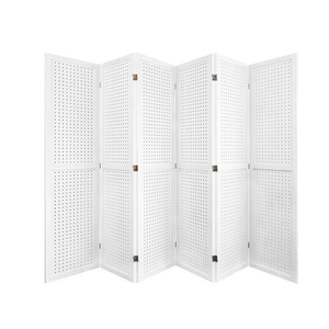 5.6 ft. White Wood Folding Privacy Screen Room Separator Free Standing Wall Dividers Privacy Screens (6-Panel)