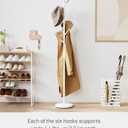 Yamazaki Home Freestanding Coat Hanger Rack with Wooden Hooks, Space Saving Steel One Size White