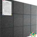 Large Cork Board for Wall 47"x 35", 12 Pack Grey Bulletin Board, Felt Wall Tiles with 72 Safe Removable Adhesive Tabs, 60 Push Pins, Cork Boards for Home Office Pin Board Tack Board