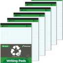 KAISA Graph Paper Legal Pads Writing Pads Recycled Paper 8.5"x11.75" Quad Ruled 4x4 Perforated 50sheets/pad Grid Paper Notepads Writing Tablet White For Office Supplies (White 6pad, 8.5x11.75'')