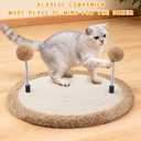 Cat Scratcher, Natural Sisal Scratching Pad with Spring Ball, Wooden Interactive Toy for Indoor Cats, Satisfies Scratching & Chasing Nature, Mental Stimulation, Boredom Relief for Kitten & Medium Cats