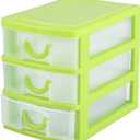 2-3 Layer Drawer Organizer, Jewelry Makeup Storage Box Plastic Finishing Cosmetic 4 Drawer Plastic Container Case (3 Layers Green) Office Desktop Parts Cargo Single Debris for Candy