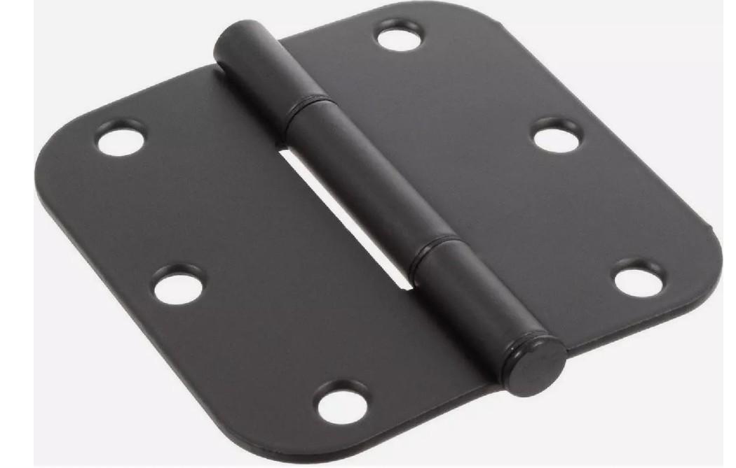 Hardware Essentials 3-1/2 In. x 5/8 In. Oil Rubbed Bronze Squeak-Proof Round Corner Door Hinge (3 Pack)