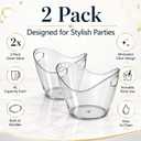 4L Clear Plastic Ice Bucket with Handles, Large Beverage Chiller Tub for Wine, Champagne, Beer, Set of 2 (4L 2PCS)