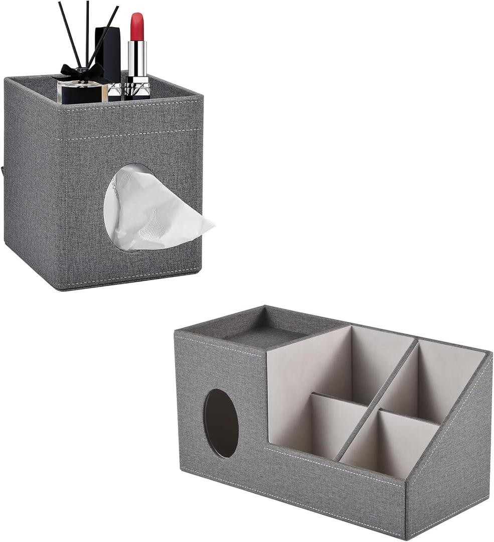 Tissues Organizer with Storage Tray,Plus Size Tissue Box Cover