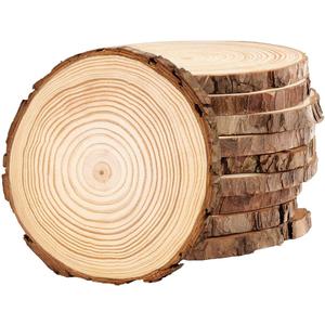 Philorn Natural Wood Slices for Centerpieces 10 Pcs 5.1-5.5 inch Unfinished Wood Rounds with Bark Wooden Circles for Crafts, Tree Slices for DIY Arts Rustic Wedding Decorations Christmas Ornament