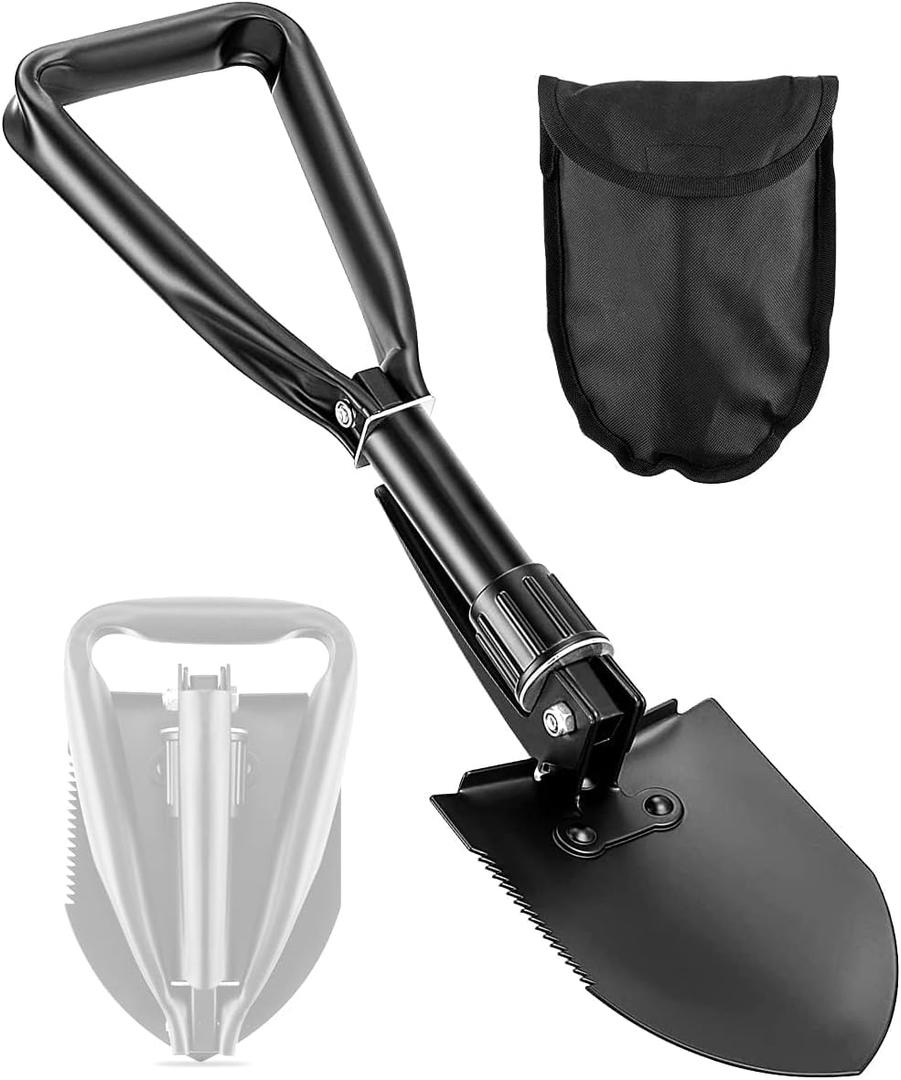 Digging Shovel, 18.5'' Lightweight Camping Shovel Portable High Carbon Steel Folding Mini Trowels for Outdoor Camping Backpacking Hiking Car Emergency Home Garden (Black)