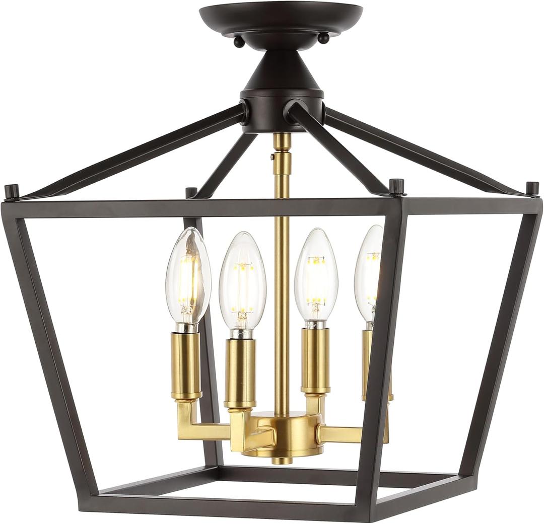 JONATHAN Y JYL7610G Plains Mini Lantern 12" 4-Light Iron Modern Farmhouse LED Flush Mount, Office, Living Room, Family Room, Dining Room, Bedroom, Hallway, Foyer, Oil Rubbed Bronze/Brass Gold JONATHAN Y JYL7610G Plains Mini Lantern 12" 4-Light Iron Modern Farmhouse LED Flush Mount, Office, Living Room, Family Room, Dining Room, Bedroom, Hallway, Foyer, Oil Rubbed Bronze/Brass Gold