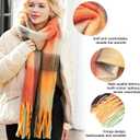 MissShorthair Oversized Chunky Blanket Scarf for Women Winter Warm Colorful Big Scarfs Plaid Thick Scarves Soft Fluffy Shawl (Red-multicoloured)