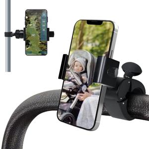 ONEDONE Stroller Phone Holder Universal Phone Holder for Stroller Golf Cart Bike Shopping Carts Scooter Cellphone Mount Horizontal & Vertical Uses Cellphone Clamp Clip (Black)