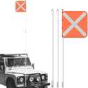 10ft High-Visibility Safety Flag with Reflective Strips & Quick-Connect Base - Heavy-Duty ATV/UTV Sand Flag for Off-Roading, Dune Buggies, Beach Riding - Durable Outdoor Safety Accessory for Dunes & Desert (Easy Install) (White)