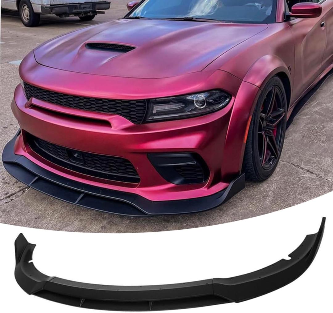 Front Bumper Lip Splitter Spoiler Fit for Dodge Charger SRT Hellcat Widebody 2020-2023 Matte Black Accessories Air Chin Body Kit