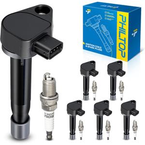 PHILTOP Set of 6 Ignition Coil Pack and Iridium Spark Plugs Fits for Honda 1999-2004 Odyssey,2000-2002 Accord 3.0L,Acura 1999-2008 Acura TL,2001-2003 Acura CL