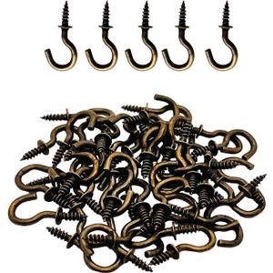 120 Pcs 1/2 Inch Screw-in Hooks Nickel Plated Metal Cup Hooks, Ceiling Hooks Bronze