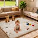 Baby Play Mat, 0.8”Thickened XPE Foam Play Mat, 71 x 59” Floor Mat with Foldable & Reversible Design, Waterproof PlayMats/Playmat for Babies,Baby Playpen, Infants, Kids, Indoor& Outdoor