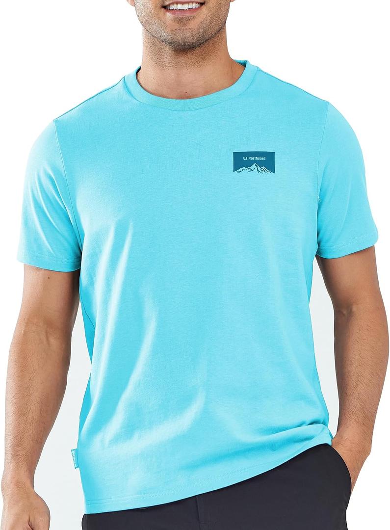 NORTHYARD Men's Heavyweight Cotton T-Shirts Casual Crewneck Short Sleeve Graphic Shirts for Men (Blue, M)