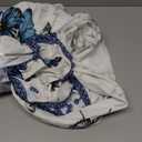 Leeva Extra Wide 110" Sheer Valance for Windows, Waterfall Swag Curtains with Bead Tassels, Blue Butterflies Print Voile Fabric for Bedroom Living Room Decor, 110" x 43", Rod Pocket