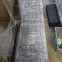 2x6 Runner Rug Grey Brown Vintage Washable Runner Rugs for Hallway Kitchen Low Pile Non-Slip Retro Distressed Accent Throw Carpet for Entryway Bathroom Bedroom Antique/Moss