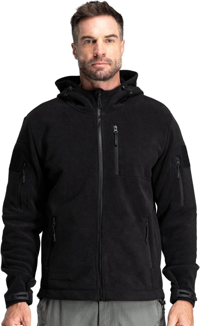 Baerskin Tactical Hoodie Jacket for Men 4.0 - Military Style Fleece Sweater for Cold, Rain, Wind or Snow (X-Large, Stealth Black)
