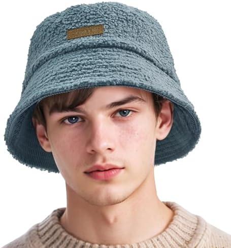 Sukeen Winter Bucket Hat for Women Men Double Side Wear Warm Hat Faux Fur Plush Winter Hat Trendy Fisherman Cap for Daily