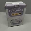 Vabaso Electric Lunch Box Food Heater, Electric Heating Lunch Boxes Lunch for Adults/Men/Car/Truck, 80W 1.5L Removable 304 Stainless Steel Container, 110V/12V/24V, with Fork & Spoon (Light Purple)