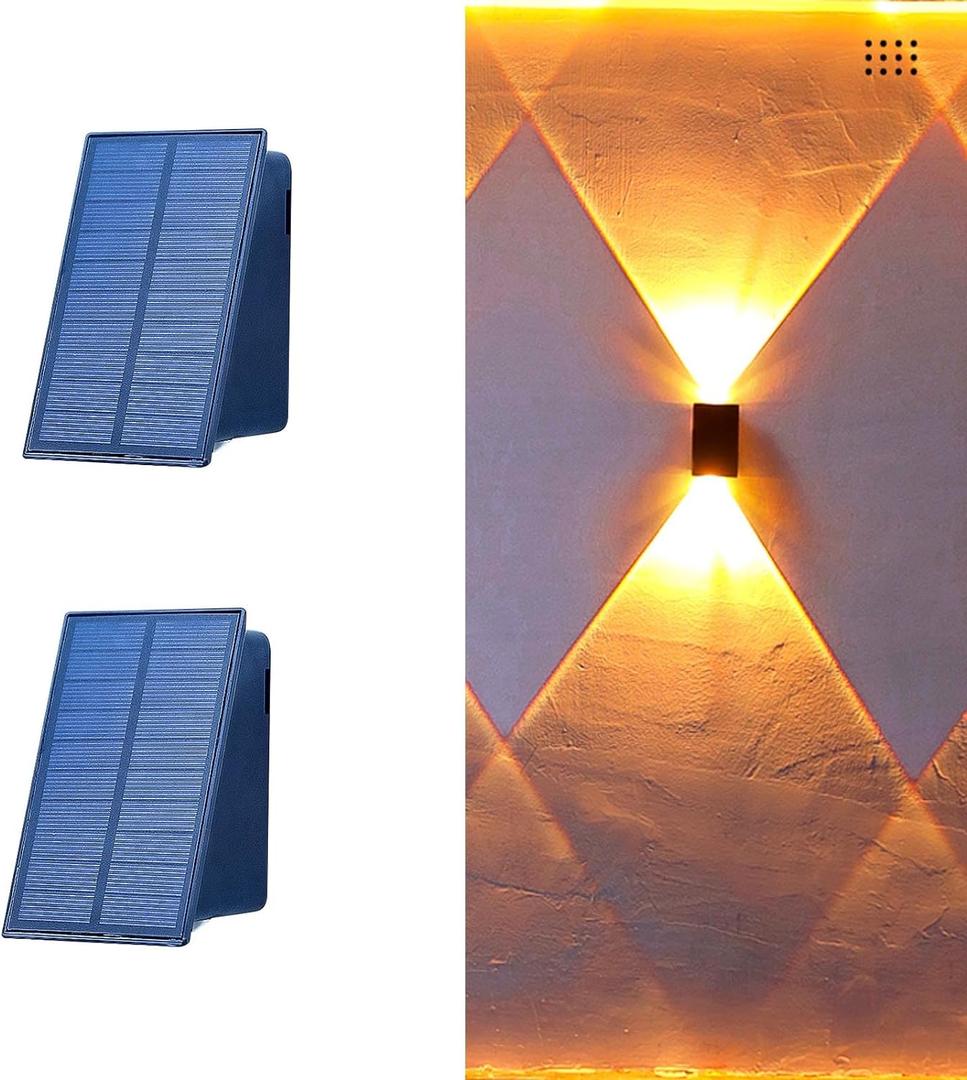 ASLIDECOR Solar Wall Lights UP and Down,Warm White Fence Lighting Waterproof Deck Step Light for Arbor Patio Yard