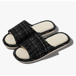 Women's Fashion Home Linen Couple Slippers Breathable Home Shoes Moisture Absorbing Anti Slip Cotton Linen Slippers 36-37