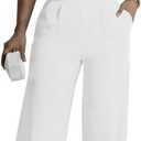 Women's Casual Tops Pants Two Piece Matching Sets Outfits (White)