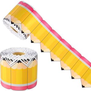 68.9 ft Pencil Classroom Bulletin Border Roll Back to School Bulletin Board Decor Pencil Paper Die Cut Cutouts Borders Trims for Display Wall Blackboard Decor