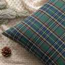 MIULEE Christmas Set of 2 Scottish Tartan Plaid Throw Pillow Covers Farmhouse Classic Decorative Outdoor Square Cushion Cases for Decor Sofa Couch 18x18 Inch, Green